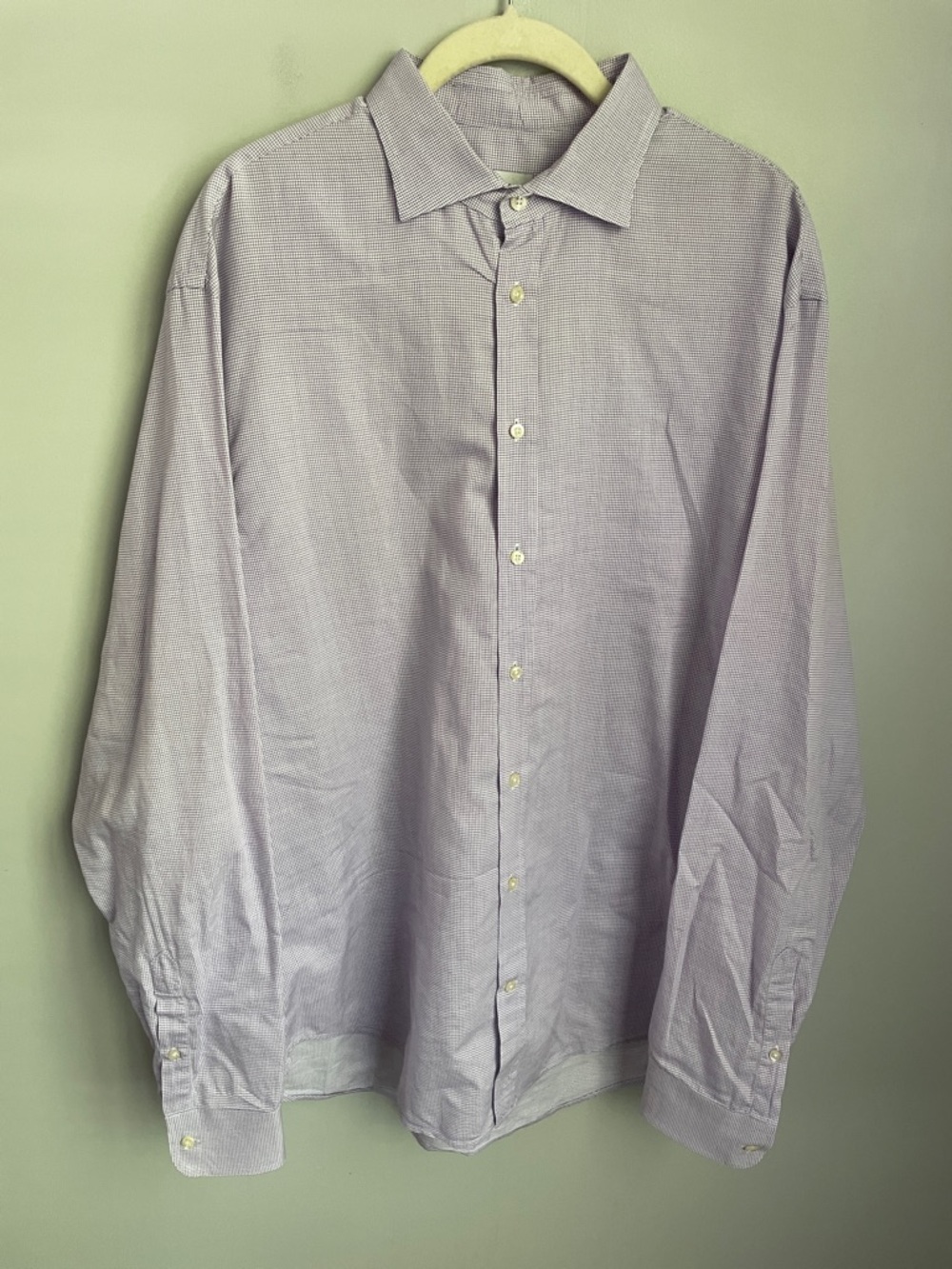 Armani Collezioni Lavender Button-Down Cotton Dress Shirt Size Large